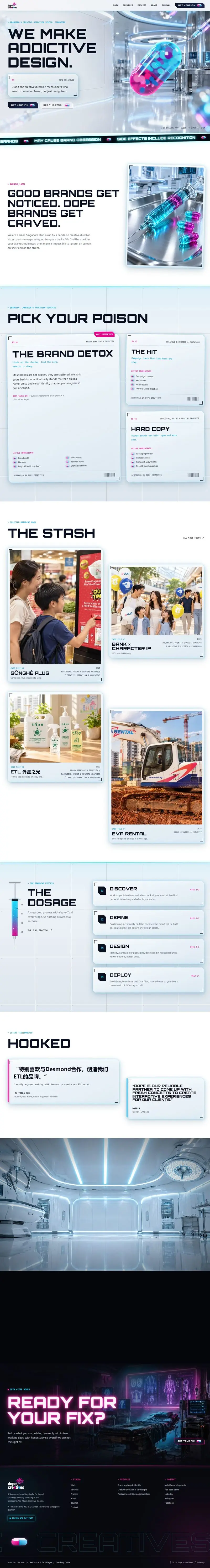 Dope Creatives website, full page